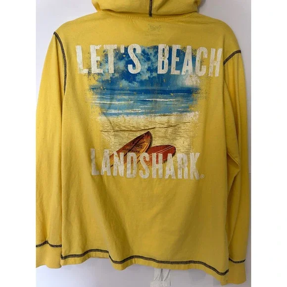 Landshark Quarter Zip Hoodie Beach Surf Graphic Pullover Top Mens Small - Picture 5 of 5